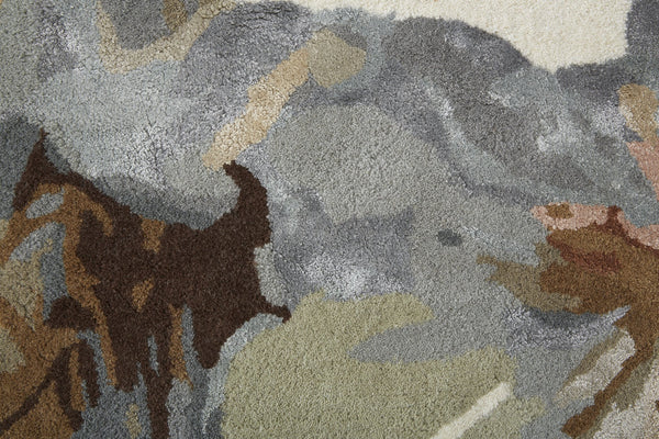 Feizy Rugs Dafney Hand-tufted Floral & Botanical Rug - Whimsical Watercolor Design In Vivid Colors For Elegance Tan,Gray,Green Viscose,Wool Dfy8868fbgemltc50