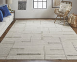 Feizy Rugs Longridge Hand Woven Geometric Design Rug - Luxurious High-low Pile For Modern Home Décor Ivory,Tan Viscose,Wool T09t8002ivy000g00