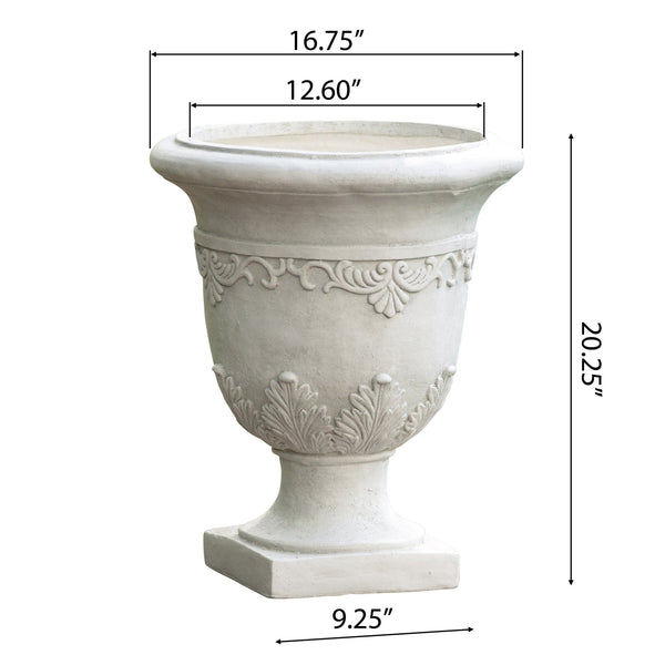 English Elm Moroccan Handcrafted Urn Planter with Artisan Texture for Patio or Living Room Decor 52168.00WHI