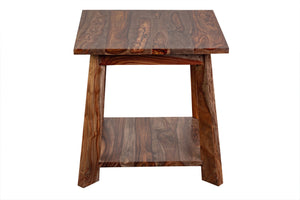 Porter Designs Kalispell Solid Sheesham Wood End Table – Handcrafted Elegance With Unique Grain Brown Wood 05-196-07-2439