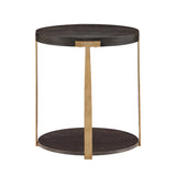 Homelegance By Top-Line Conlley Wood and Metal T-Brace Round End Table Espresso MDF