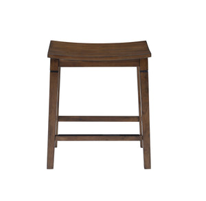 English Elm Steve Silver - Compact Farmhouse 5-Pack Counter Dining Set Chestnut – Plank-Effect Top, Shaped Stools, Space-Saving Design, Durable Ash Veneer Finish B081111834