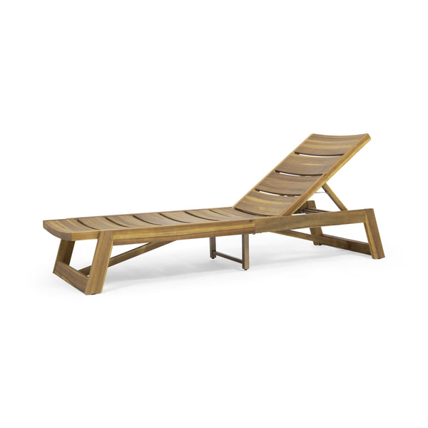 English Elm Christopher Knight Home® - Maki Chaise Lounge - Stylish Acacia Wood With Iron Accents, Adjustable Backrest For Ultimate Comfort 70998.00MP1
