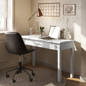 English Elm Avalon White Writing Desk - Handcrafted Solid Wood With Storage For Home Office & Study Space B136P158448