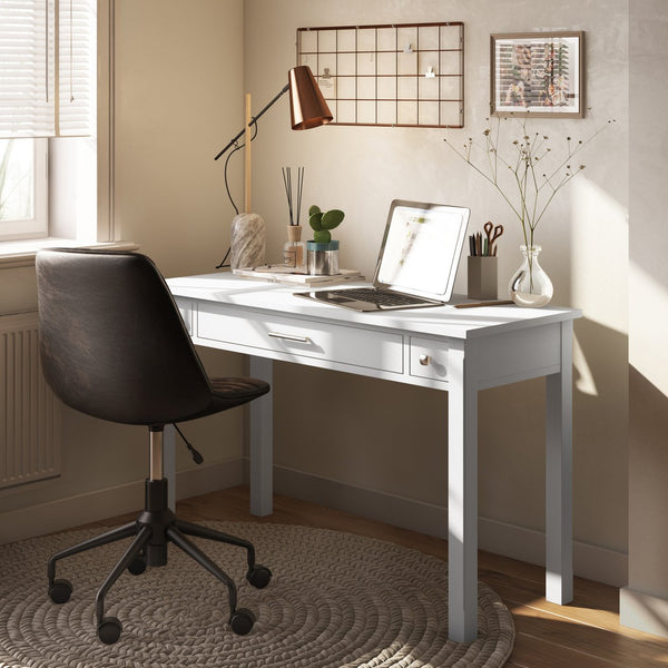English Elm Avalon White Writing Desk - Handcrafted Solid Wood With Storage For Home Office & Study Space B136P158448