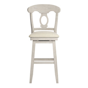 Homelegance By Top-Line Juliette Napoleon Back Wood Swivel Bar Stool White Rubberwood