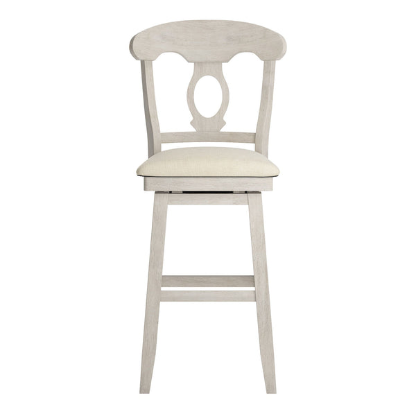 Homelegance By Top-Line Juliette Napoleon Back Wood Swivel Bar Stool White Rubberwood