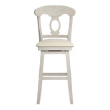 Homelegance By Top-Line Juliette Napoleon Back Wood Swivel Bar Stool White Rubberwood