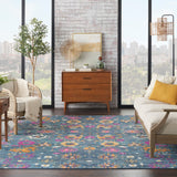 Nourison Passion PSN01 Machine Made Power-loomed No Border Indoor Only Bohemian Transitional Rug Denim, Denim 100% Polypropylene 99446387561