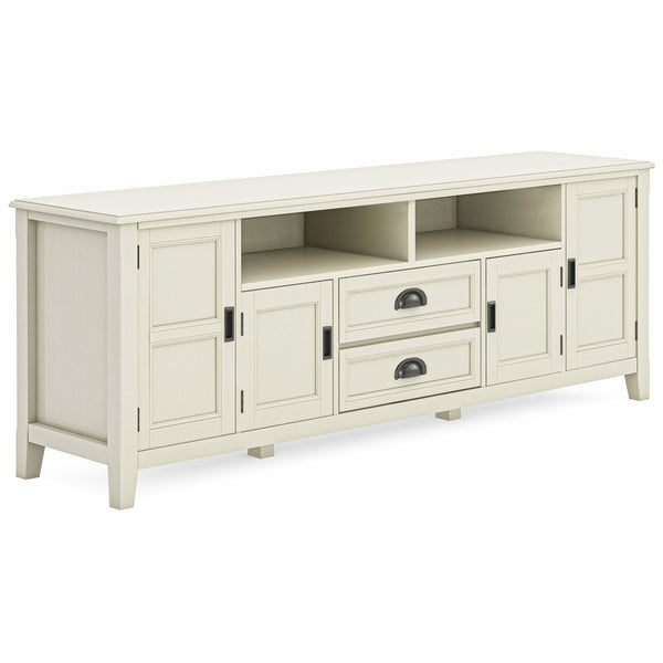 English Elm Burlington 72" Tv Media Stand In Antique White - Handcrafted Storage, Timeless Design & Durability B136P159512