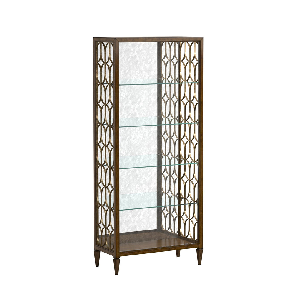 A.R.T. Furniture Eave Etagere - Elegant Bookcase With Open Geometric Metal Frame In Burnished Gold And Mirrored Back Brown Material(S), Poplar And Parawood Solids,Mirror,Metal 336401-1860