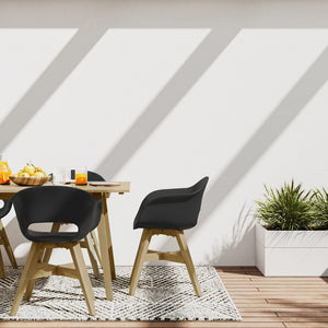 English Elm Kona Outdoor Dining Chair Set of 2 — Handcrafted Acacia Wood Base with Durable Molded Plastic Seat, Weather-Resistant Comfort Black B136P159377