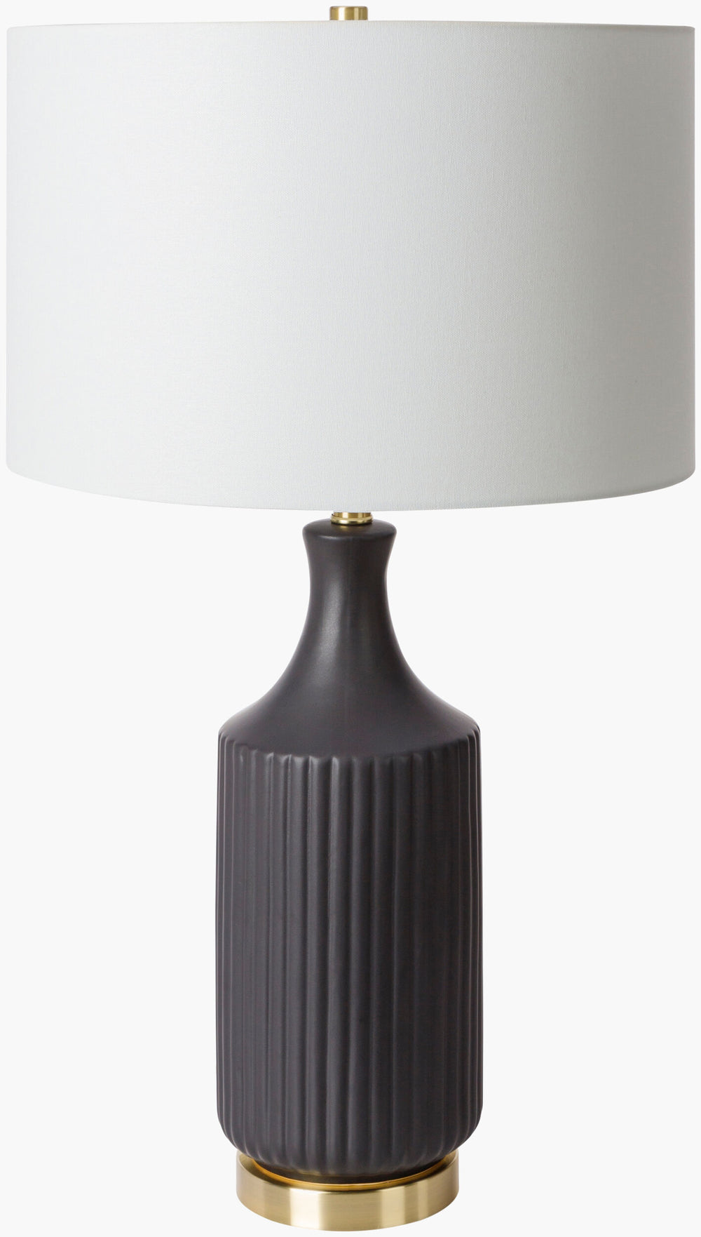 Surya Filaki Modern Elegant Accent Table Lamp - 31" Tall High-grade Ceramic & Linen Shade Design Body, Black,Base, Metallic ,Brass,Shade, White,Finial, Metallic ,Brass,Harp, Metallic ,Nickel,Cord, Black Ceramic,Iron,Linen,Polyester,Iron Fki-002