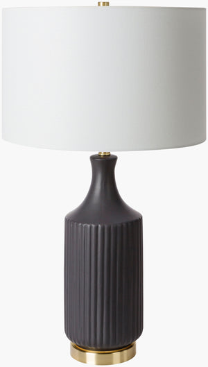 Surya Filaki Modern Elegant Accent Table Lamp - 31" Tall High-grade Ceramic & Linen Shade Design Body, Black,Base, Metallic ,Brass,Shade, White,Finial, Metallic ,Brass,Harp, Metallic ,Nickel,Cord, Black Ceramic,Iron,Linen,Polyester,Iron Fki-002