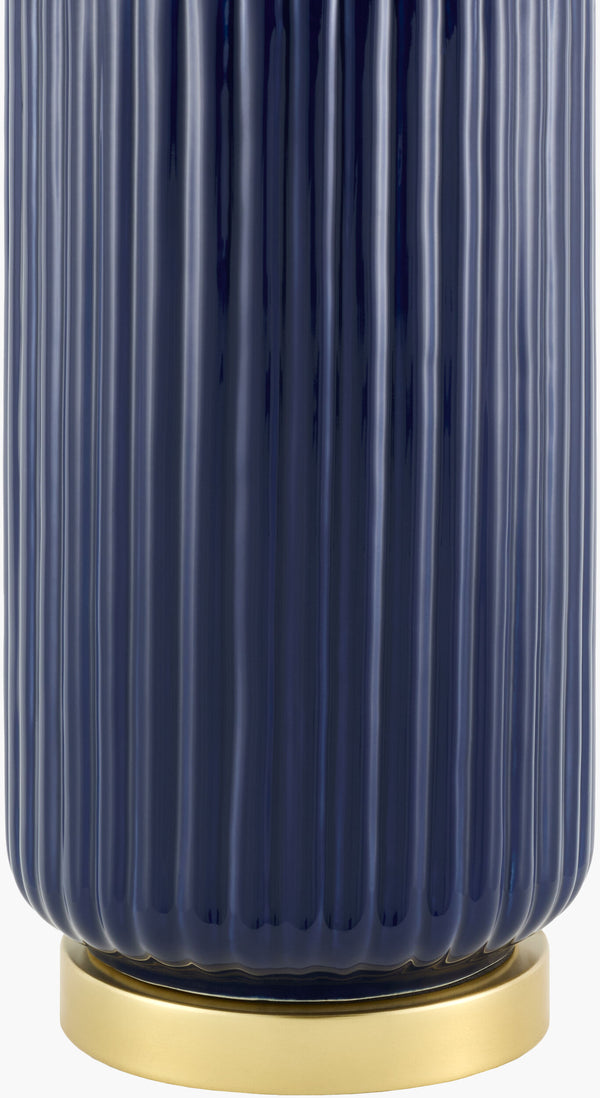 Surya Filaki Modern Elegant Accent Table Lamp - 31" Tall High-grade Ceramic & Linen Shade Design Body, Blue,Base, Metallic ,Brass,Shade, White,Finial, Metallic ,Brass,Harp, Metallic ,Brass,Cord, Translucent Ceramic,Iron,Linen,Polystyrene,Iron Fki-009