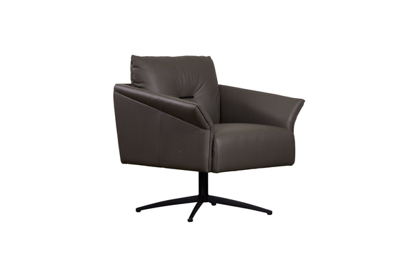 Porter Designs Porter Virgo Swivel Accent Chair In Gray Leather - Mid-century Modern Design With Flared Arms Gray Leather 12-204-02t-0239-kit