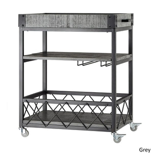 Homelegance By Top-Line Rafferty Rustic Serving Cart Black Wood