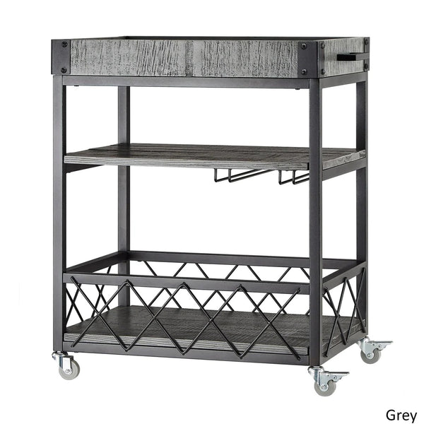 Homelegance By Top-Line Rafferty Rustic Serving Cart Black Wood