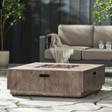 Christopher Knight Home® Noble House Wellington Square Iron Wood Pattern Fire Pit -50,000 Btu Tank Outside