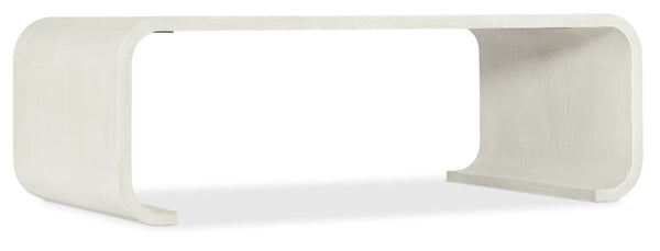 Hooker Furniture Serenity Kai Cocktail Table — Sand Dollar White Lacquered Grasscloth, Rounded Organic Silhouette, Durable Modern Centerpiece 6350-80210-03