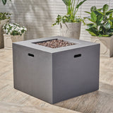 Christopher Knight Home® Noble House Outdoor Patio 24.5" H X 31.25" W Square Gas Burning Concrete Fire Pit  - 40, 000 Btu, Dark Grey