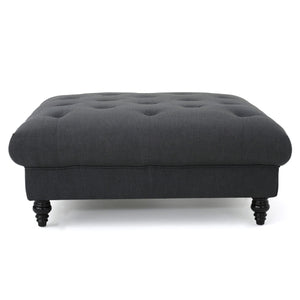 English Elm Madrid Round Tufted Ottoman Plush Cream Polyester Footrest for Living Room Decor 54130.00DGY