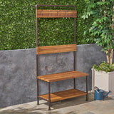 Christopher Knight Home® - Noble House - Tallulah Indoor Industrial Acacia Wood Bench With Shelf And Coat Hooks