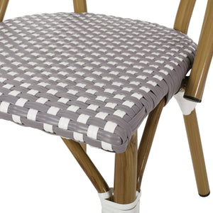 English Elm French Bistro Outdoor Chair Set of 2 Handwoven Pe Rattan Aluminum Cafe Patio Seating 69959.00GRY
