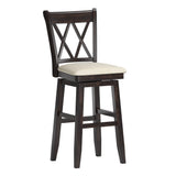 Homelegance By Top-Line Juliette Double X-Back Wood Swivel Bar Stool Black Rubberwood