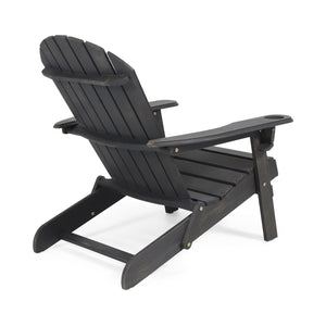 English Elm Christopher Knight Home® - BELLWOOD Adirondack Chair with Folding Design, Rustic Outdoor Wood Seat, Built-In Cup Holder Comfort DARK GREY 37.75 L x 26.75 W x 8.5 H 68940.00DGRY
