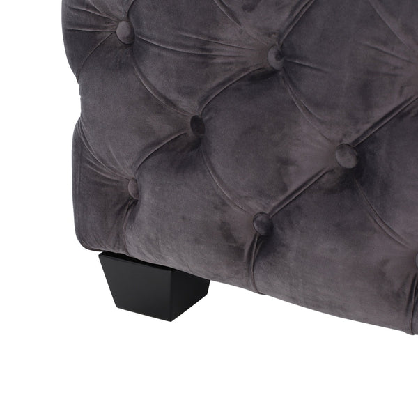 English Elm Ottoman Square Velvet Button Tufted Diamond Stitch Glam Footrest for Living Room 58948.00GRY