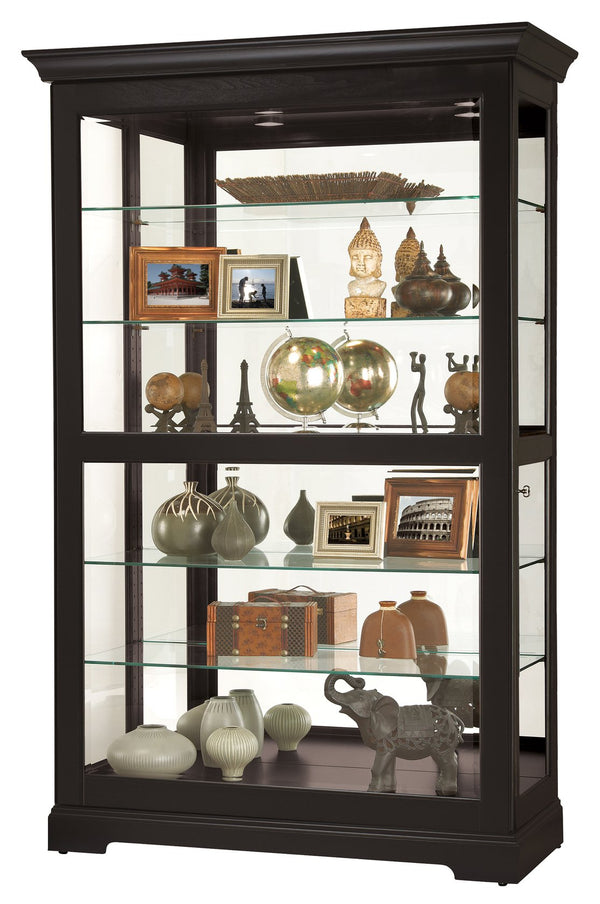 Hekman Furniture 680624 Kane Ii Curio Cabinet - Elegant Black Glass Display With Adjustable Shelves & Lighting Features Black Satin Kane Ii 680624