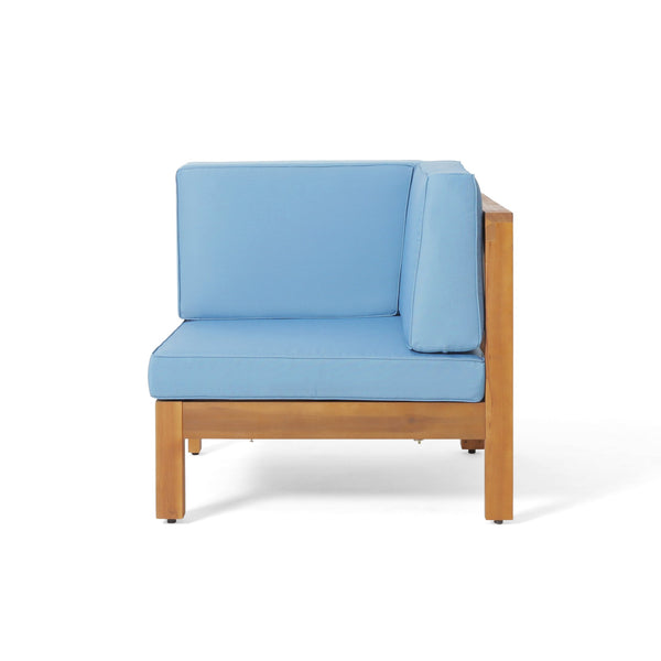English Elm Brava Solid Acacia Cross-back Outdoor Corner Chair with Water-resistant Cushion 64489.00BLU