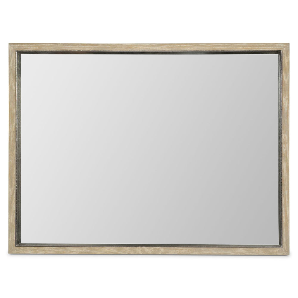 Bernhardt Bernhardt Solaria Mirror — Rustic-Modern 48" X 36" Dune Wood Frame With Shiny Nickel Inset, Versatile Mounting 310321