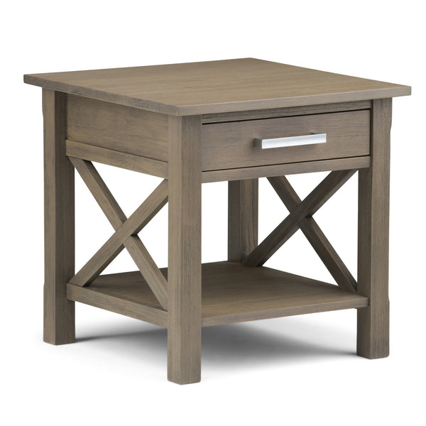 English Elm Kitchener End Table - Handcrafted Farmhouse Grey Wood Table With Storage & Rustic Charm For Any Space B136P158207