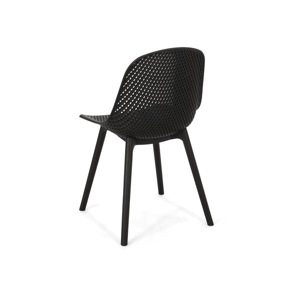 English Elm Christopher Knight Home® - POSEY Chair - Weather-Resistant Polypropylene Outdoor Dining Chair with Perforated Diamond Mesh Design for Durable Style Black 27.5 L x 21.5 W x 20.2 H 69067.00