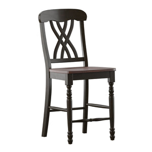 Homelegance By Top-Line Antonio Antique Two-Tone Counter Height Chairs (Set of 2) Black Rubberwood