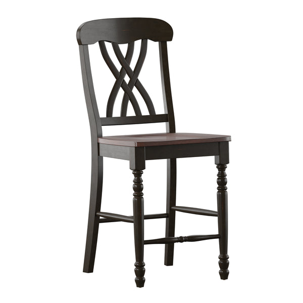 Homelegance By Top-Line Antonio Antique Two-Tone Counter Height Chairs (Set of 2) Black Rubberwood