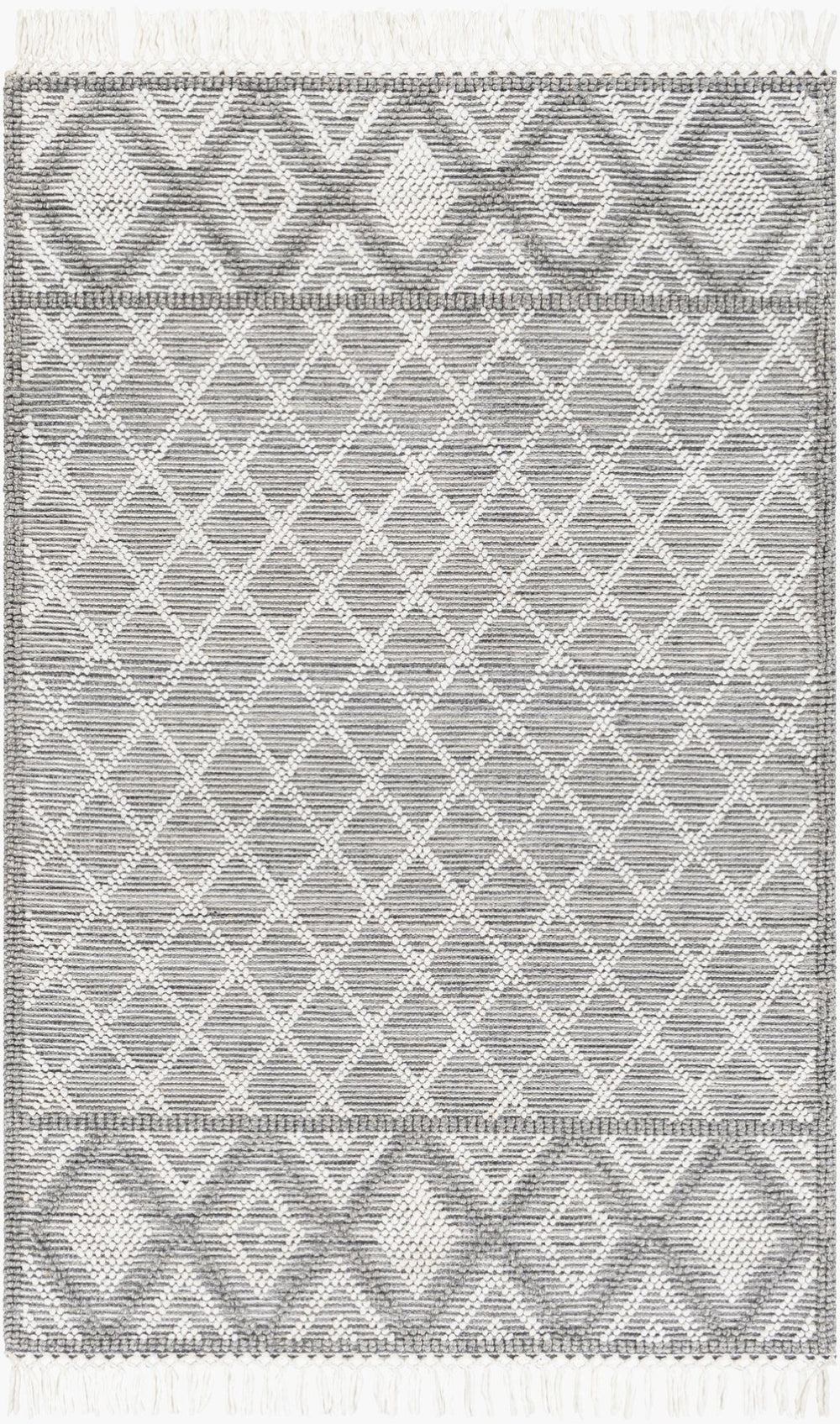 Livabliss Fleur Handwoven Boho Accent Rug with Fringe Eco Recycled Yarn Entryway Bedroom Slate, Charcoal 27" x 45" FLE2300-2339