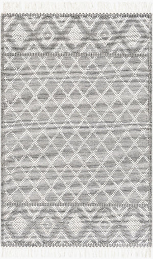 Livabliss Fleur Handwoven Boho Accent Rug with Fringe Eco Recycled Yarn Entryway Bedroom Slate, Charcoal 27" x 45" FLE2300-2339