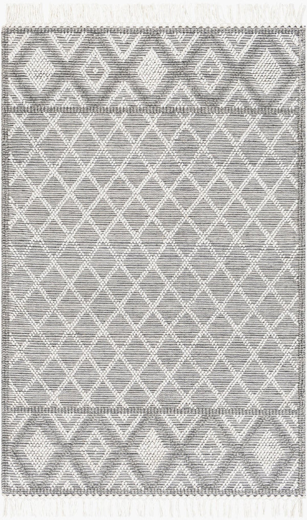 Livabliss Fleur Handwoven Boho Accent Rug with Fringe Eco Recycled Yarn Entryway Bedroom Slate, Charcoal 27" x 45" FLE2300-2339