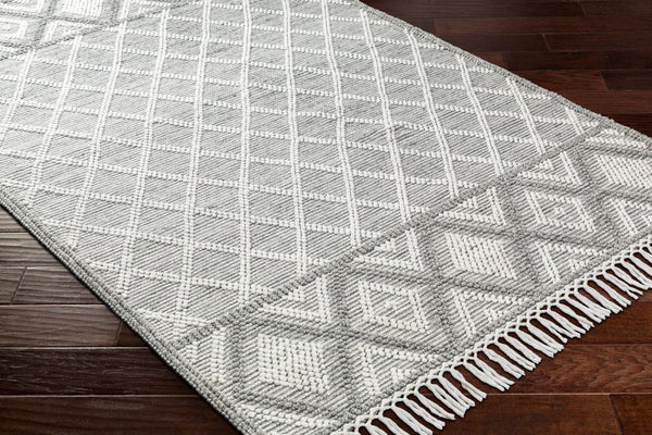 Livabliss Fleur Handwoven Boho Accent Rug with Fringe Eco Recycled Yarn Entryway Bedroom Slate, Charcoal 27" x 45" FLE2300-2339