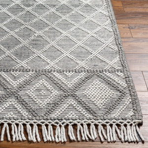 Livabliss Fleur Handwoven Boho Accent Rug with Fringe Eco Recycled Yarn Entryway Bedroom Slate, Charcoal 27" x 45" FLE2300-2339