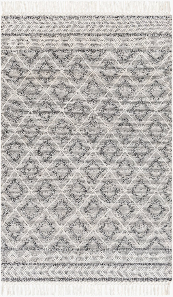 Livabliss Fleur Handwoven Bohemian Accent Rug Recycled Yarn Fringe Detail for Entryway or Bedside White, Gray 9' x 12' FLE2301-912