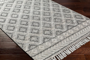 Livabliss Fleur Handwoven Bohemian Accent Rug Recycled Yarn Fringe Detail for Entryway or Bedside White, Gray 9' x 12' FLE2301-912