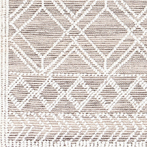 Livabliss Fleur Handwoven Bohemian Accent Rug Recycled Pet Yarn Fringe Artisan Bedside Floor White, Dark Bro 27" x 45" FLE2302-2339