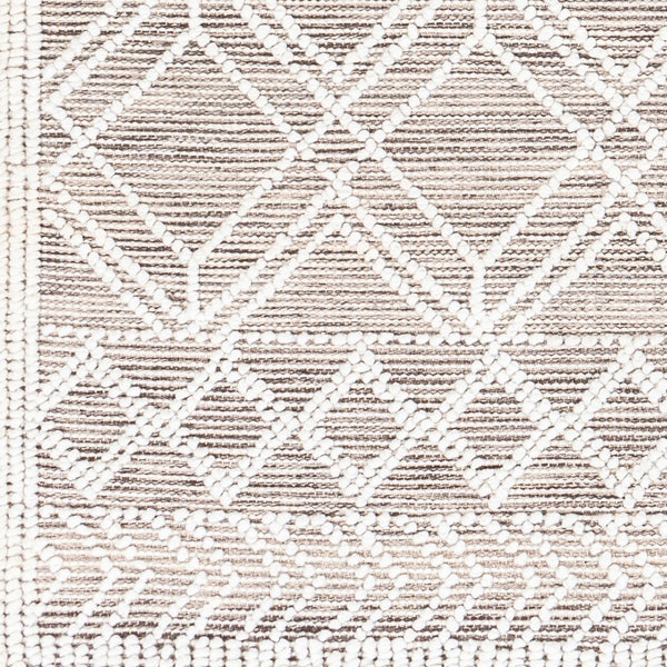 Livabliss Fleur Handwoven Bohemian Accent Rug Recycled Pet Yarn Fringe Artisan Bedside Floor White, Dark Bro 27" x 45" FLE2302-2339