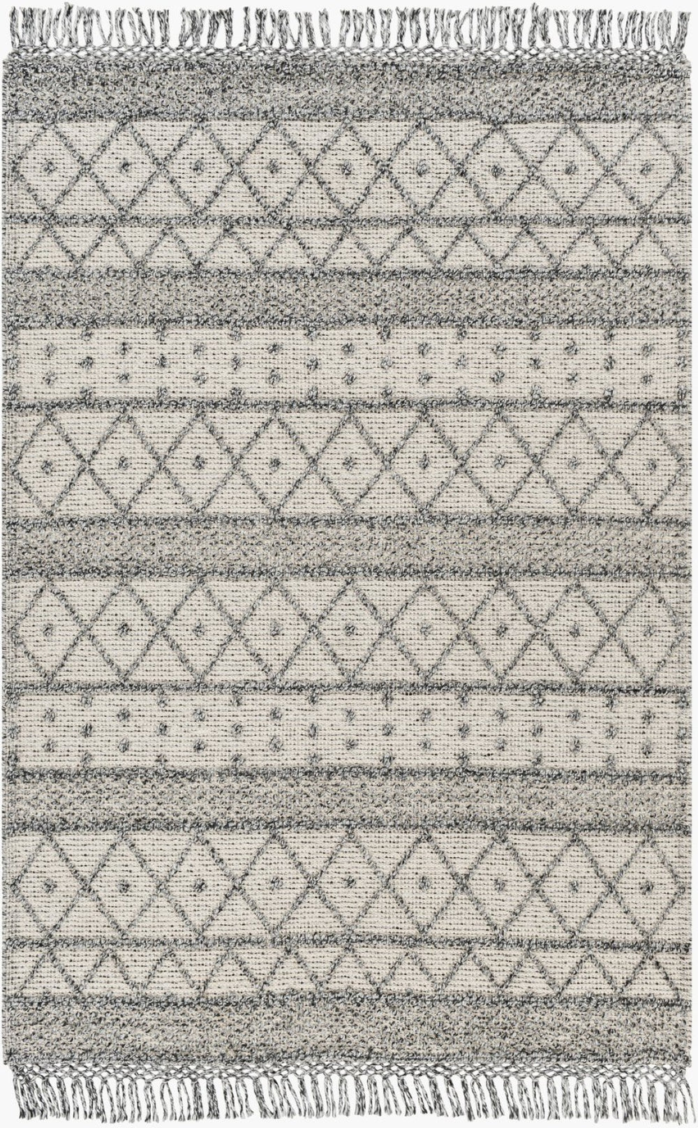 Livabliss Fleur Handwoven Recycled Pet Accent Rug with Fringe for Entryway or Bedside Slate, Charcoal 8' x 10' FLE2305-810