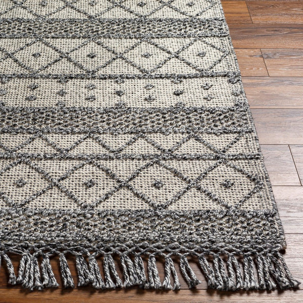 Livabliss Fleur Handwoven Recycled Pet Accent Rug with Fringe for Entryway or Bedside Slate, Charcoal 8' x 10' FLE2305-810