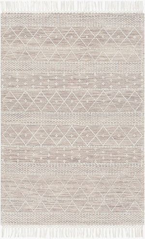 Livabliss Fleur Hand Woven Artisan Area Rug with Fringe Global Bohemian Style for Any Room White, Dark Bro 5' x 7'6" FLE2306-576
